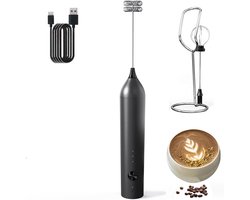 Melkopschuimer - Melkopschuimers - Melkopschuimer handmatig - Elektrische melkopschuimer - Oplaadbare melkopschuimer - Met staande elektrische garde - Draagbare drankmixer - Met 2 roestvrijstalen roerstaafjes - Voor lattes-cappuccino-proteïnepoeder-e