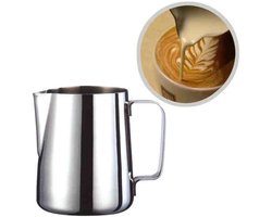 Melkschuimer, 350 ml roestvrijstalen melkschuimer/stoomapparaat, accessoires voor cappuccino-/espressomachines in koffiebars, barista-gereedschap, metalen melkkan.