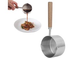Mini Melkpan 200ml Roestvrij Staal met Houten Handvat - Boter Smeltpan voor Gasfornuis