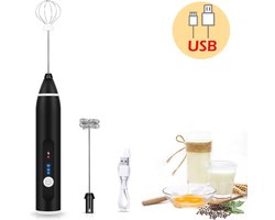 OIMG Melkopschuimer - melkopschuimer elektrisch - 2 In 1 - Usb Oplaadbaar - Ei Klopper - Garde Mixer - handheld melk frother - met 3 Standen - Handig op de Camping - Mini Mixer - Draadloos op Batterijen - Zwart