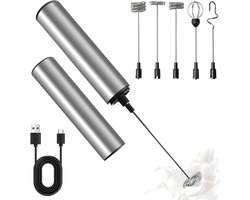 Oplaadbare elektrische melkopschuimer, draagbare melkopschuimer, roestvrijstalen staaf met 3 snelheden, USB voor matcha, warme chocolademelk, cappuccino