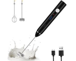 Pro Elektrische Melkopschuimer - USB Oplaadbaar - 3 Snelheden - 2 Opzetstukken - Voor Koffie, Cappuccino & Matcha