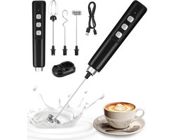 Professionele USB-C Melkopschuimer 3-in-1 - Draadloze Elektrische Klopper met Oplaadstation - 3 Snelheden & 3 Koppen voor Cappuccino, Latte, Eieren Kloppen - Inclusief Oplaaddock en USB-Kabel - Ideaal Keukenmixer