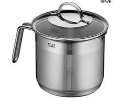 RFWR® Inductie melkpan met glazen deksel 14 cm - Hoge kookpan roestvrij staal