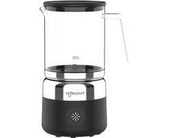 Safecourt Kitchen Glazen Melkopschuimer - Elektrische melkopschuimer - Glazen kan & PFAS-vrij - Vaatwasserbestendig - Zwart - MF700