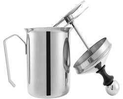 TOVBMUP Melkopschuimer met dubbel scherm - Handmatig - Dubbel scherm - Speciaal duwmechanisme - Perfect melkschuim - Metaal - 500 ml