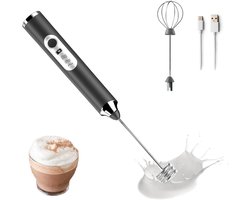 Vitdipy - Elektrische Melkopschuimer - 2 In 1 - Ei Klopper - Garde Mixer - USB Oplaadbaar - Melkschuimer -Zwart