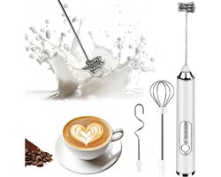Vitdipy - Melkopschuimer - Melkklopper - 3 snelheden - 3 opzetsukken - Met usb kabel - RVS - Draadloos - Zilver