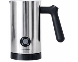Vivid Green 4-in-1 Melkopschuimer - PFAS-vrij - Warm & Koud Melkschuim - Antikleeflaag - Elektrische Melkschuimer - Zilver/RVS