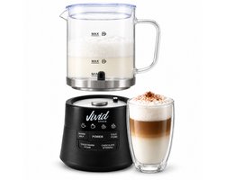 Vivid Green Glazen Melkopschuimer - Vaatwasserbestendig - PFAS-vrij - Uitneembare Glazen Kan - Inductie - 400 ml - Elektrisch - Warm & Koud Schuim en Chocolademelk
