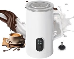 Witte melkschuimer, 4-in-1 melkschuimer met verwarmingsfunctie, 580 ml/29 oz automatische melkschuimer voor warme en koude koffie, latte, cappuccino, macchiato, warme chocolademelk, melkstomer met temperatuurregeling (1, wit)