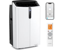 COSTWAY 14000 BTU Mobiele airconditioner met afvoerslang, afstandsbediening/Wifi | Mobiel airconditioningsapparaat met koeling, verwarming, ontvochtiging, ventilator & slaapmodus, Stille airconditioner, Koelapparaat 4,1kW / 3,5kW [Energieklasse A]