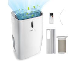 COSTWAY 16000BTU Mobiele airconditioning met afvoerslang, 5-in-1 airconditioner, 4700 W, ventilatorkachel, luchtontvochtiger met slaapmodus, verwarmen en koelen, afstandsbediening/app, 24-uurs timer