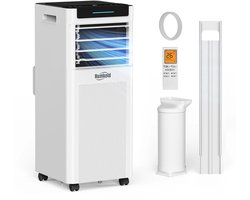 Humhold Mobiele Airco 9000 BTU - 2,6 kW - 3-in-1 Airconditioner, Ventilator & Luchtontvochtiger - Tot 30 m² - Slaapmodus - 24-uurs Timer - Inclusief Raamafdichtingskit - Energieklasse A