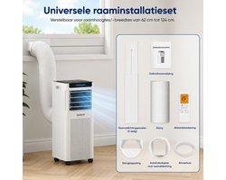 Mobiele Airco 7000 BTU 2,0 kW – 3-in-1 Draagbare Airconditioner met Koelen, Ontvochtigen & Ventileren – Stille Slaapmodus, 24-Uurs Timer, R290 Koudemiddel – Inclusief Afvoerslang & Raamkit – Wit