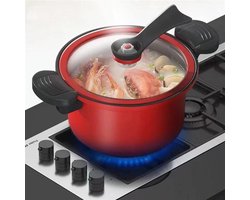 BASOO - Soeppot & Snelkookpan – 3.5L, 28 cm, roestvrij staal (RVS), drukpan- Rood