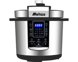 MELTAZO Multicooker, 6L, 14-in-1 Elektrische Snelkookpan met LED Touch Screen, Pressure Cooker Electrisch, Electric Pressure Cooker, Multicuiseur, Multi cooker, Rijstkoker, Yoghurtmaker, Slowcooker, Soepmaker, Stomer (RVS/Zwart)
