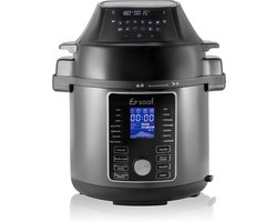 Multicooker Airfryer - 6L - 27 Programma's - Slowcooker - Airfryer - Rijstkoker - Stomer - Snelkookpan - 15-Delige Set - RVS - Saaf