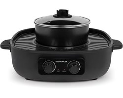 REISHUNGER Elektrische Hot Pot met Grillfunctie – voor 2-4 personen – 2 liter inhoud – Hot Pot met deksel – voor Koreaanse BBQ