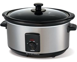 RVV® Slowcooker met timer - Slowcooker - Crockpot - Zilver - ‎35cm x 26cm x 21 cm