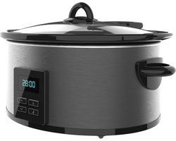SCH® Slowcooker met timer - Slowcooker - Crockpot - Zwart - 31cm x 25cm x 40cm