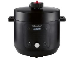 Silvercrest Elektrische snelkookpan - Met touch bediening - Vermogen: 1000/1200 W - Diameter: 24 cm - Inhoud: 5,7 L - De alles in één oplossing voor snel en efficiënt koken - 16 voorgeprogrammeerde kookprogramma's - Met timerfunctie - Slowcooker