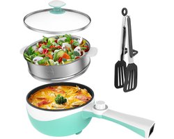 VIN® Hotpot Electrisch Chinees – Kaasfondue Pan Elektrische Multipan – Multifunctioneel 1.7L - Chinese Fondue 200/600Watt – Saute Pan – Friteuse – Hete Pan- Stomer – Langzame Kookplaat – Gemakkelijk Schoon te Maken - Groen