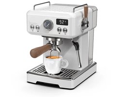 Espressomachine - Koffiemachine - Compact Koffiezetapparaat - 20 Bar - RVS Behuizing - voor Espresso - Cappuccino en Latte - Semi-automatische - met Instelbare Druk & Temperatuur