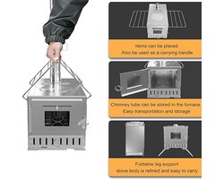 Draagbare Tentkachel & Houtkachel – RVS Campingkachel met 7 Schoorsteenpijpen (226 cm), Outdoor Fornuis voor Tentverwarming, Koken & Tuin – Ideaal voor Kamperen én Noodsituaties
