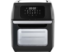 Airfryer oven - Hetelucht friteuse - 12 liter - 8 programma's - 5 accessoires - 80 tot 200 graden - 1800 watt - Zwart/RVS
