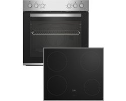 Beko BBUC12020X – Inbouw Herd-Set 60 cm – Glaskeramisch Kookveld 4-zones – Oven 74 L – Energieklasse A – RVS/Zwart