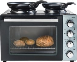 Bestron Vrijstaande oven AOV31CP - Bakoven 1500W - 31L - Dubbele kookplaat bovenop - RVS/Zwart