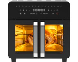 Dewelling AFTO-2301DT 23L XXL Two Zone Airfryer met verwijderbare tussenschot, 2200W Airfryer met Franse Deuren, 12 accessoires, 15 programma's