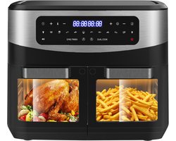 Dewelling KDFO-5511DTW XXL 12L Two Zone Airfryer met afneembare scheidingswand – 2600W, met zichtvenster