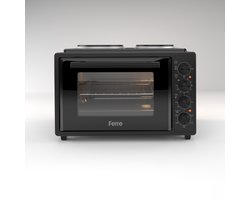 Ferre GFK-35TMOH - Vrijstaande Mini Oven met Kookplaten - 50 cm - 35 liter - 3334 W - Zwart