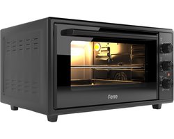 Ferre GFK-45TMO - Vrijstaande Mini Oven - 60cm - 45 liter - 2034 W - Dubbel Glas - 90min Timer -Zwart