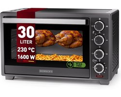 Heinrich´s HMO 8401 Mini-oven met hete lucht - 30L - kleine oven met draaispit, airfryer-inzetstuk – binnenverlichting - 1600W