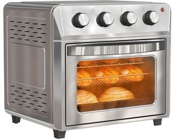 HOMCOM Hetelucht friteuse oven Roestvrij staal, gehard glas 40,6L x 39B x 36,8H cm Zilver
