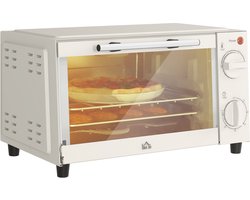 HOMCOM mini oven - metaal/roestvrij staal - 35x24,6x20 cm - crèmewit