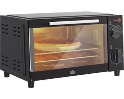 HOMCOM mini oven - metaal/roestvrij staal - 35x24,6x20 cm - zwart