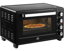 HOMCOM mini oven - metaal/roestvrij staal - 52,2x38,1x33,5 cm - zwart