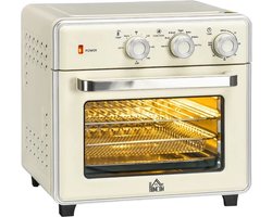 HOMCOM mini oven - staal/kunststof/glas - 36x37,7x34,5 cm - crèmewit