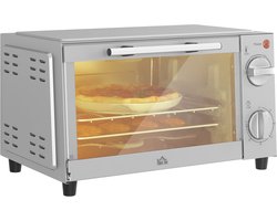 HOMCOM mini oven - metaal/roestvrij staal - 35x24,6x20 cm - zilver
