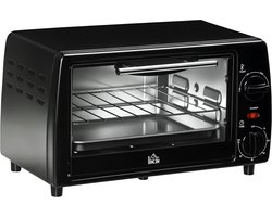 HOMCOM mini oven - metaal/gehard glas - 36,5x26x22 cm - zwart