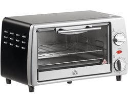 HOMCOM-Minibackofen-Metall, Gehärtetes Glas-36,5L x 26B x 22H cm-Silber