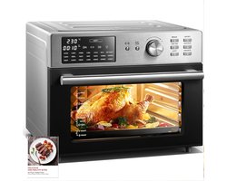Intelligente Airfryer Oven – Vrijstaande Heteluchtoven – 230℃ MAX / 30L / 6 Verwarmingselementen – Ingebouwde Verlichting – Drogen – Inclusief Receptenboek