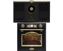 Kaiser - inbouwoven - inductie - afzuiging - EH 6355 Em - met 1-voudige telescoopgeleider - KCT 9365 IEm Retro - inductiekookplaat met geïntegreerde afzuigkap - 1250 m³/h - Empire design in brons