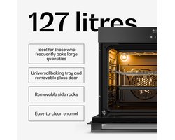 Klarstein Velaire inbouwoven 90 cm - 127 l elektrische oven, 16 standen, digitale bediening, geëmailleerde binnenkant, timer, kinderslot, energieklasse A, geïntegreerde enkele oven, matglazen ontwerp
