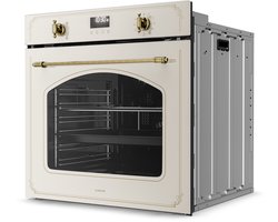 Klarstein Victoria Pyro elektrische oven - 76 liter inbouwoven, retro design, 11 standen, pyrolytische reiniging, geëmailleerde binnenkant, viervoudige beglazing, energieklasse A, geïntegreerde enkele oven, crème