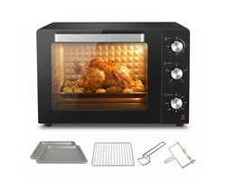 Lugia Vrijstaande Oven 55L – 1900W – 230°C – Draaispit – Timer 120 min – Elektrische Oven met Grill & Bakfunctie – Zwart